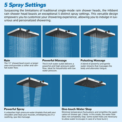 Hibbent Upgraded Chrome Fixed Shower Head Combo
