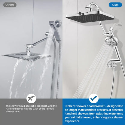Hibbent Upgraded Chrome Fixed Shower Head Combo