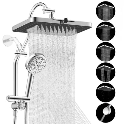 Hibbent Upgraded Chrome Fixed Shower Head Combo
