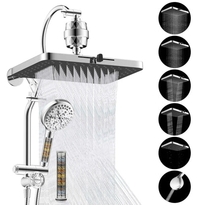 Hibbent Upgraded Chrome Fixed Shower Head Combo