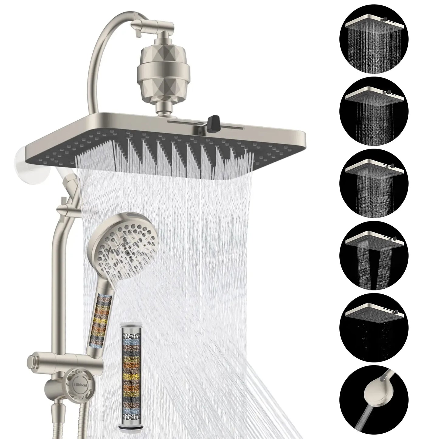 Hibbent Upgraded Chrome Fixed Shower Head Combo