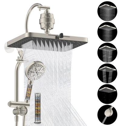 Hibbent Upgraded Chrome Fixed Shower Head Combo