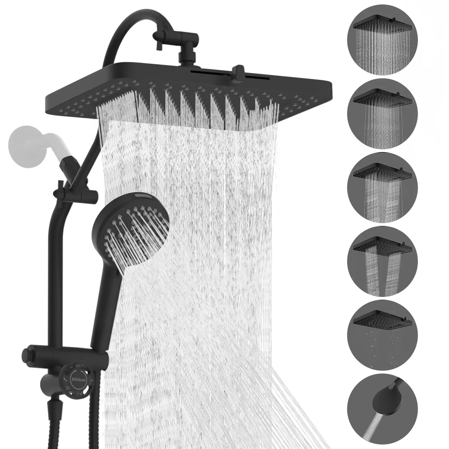 Hibbent Upgraded Chrome Fixed Shower Head Combo