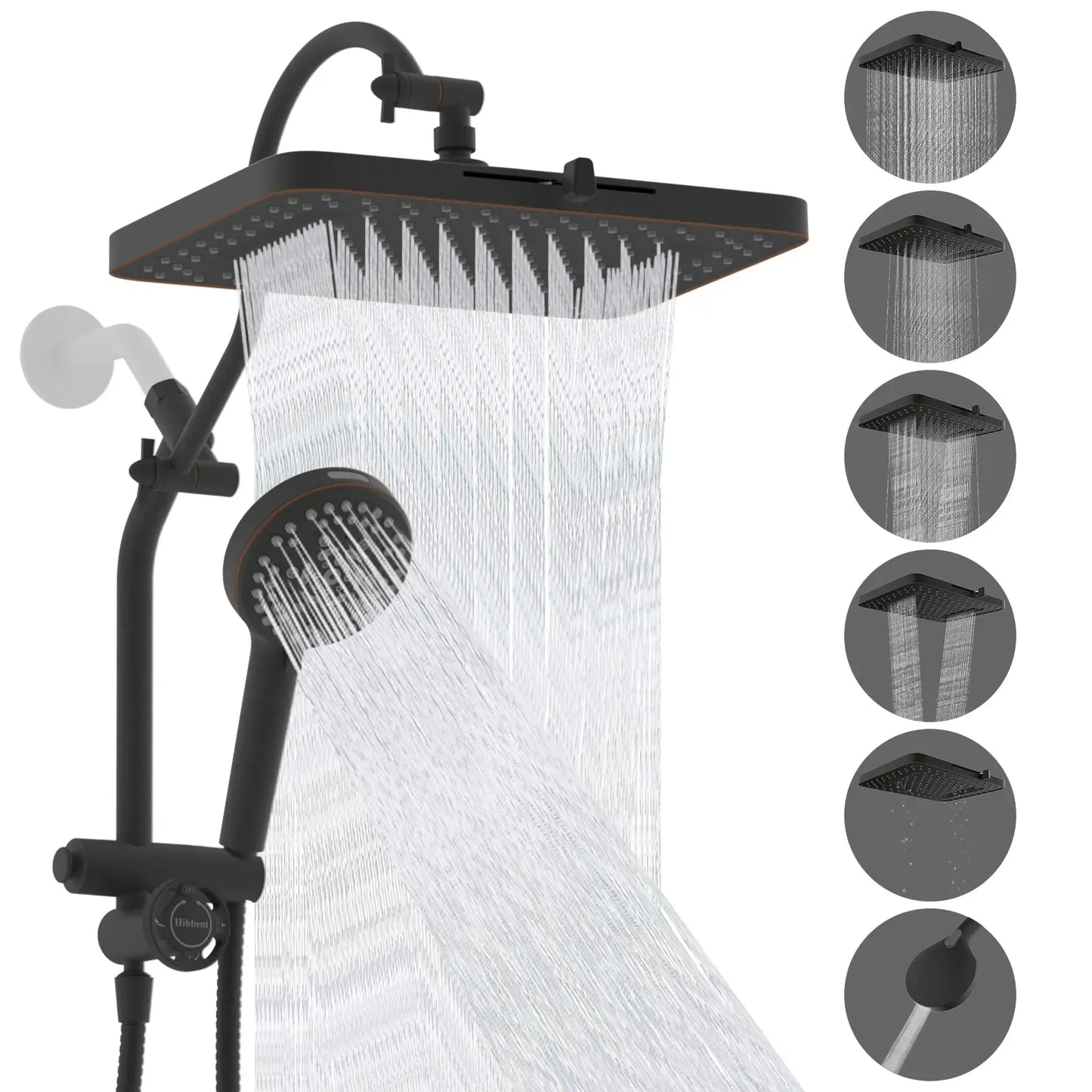 Hibbent Upgraded Chrome Fixed Shower Head Combo