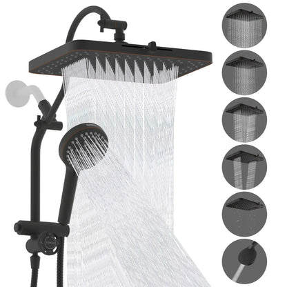 Hibbent Upgraded Chrome Fixed Shower Head Combo