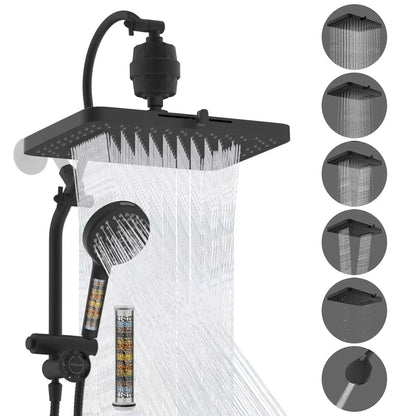 Hibbent Upgraded Chrome Fixed Shower Head Combo