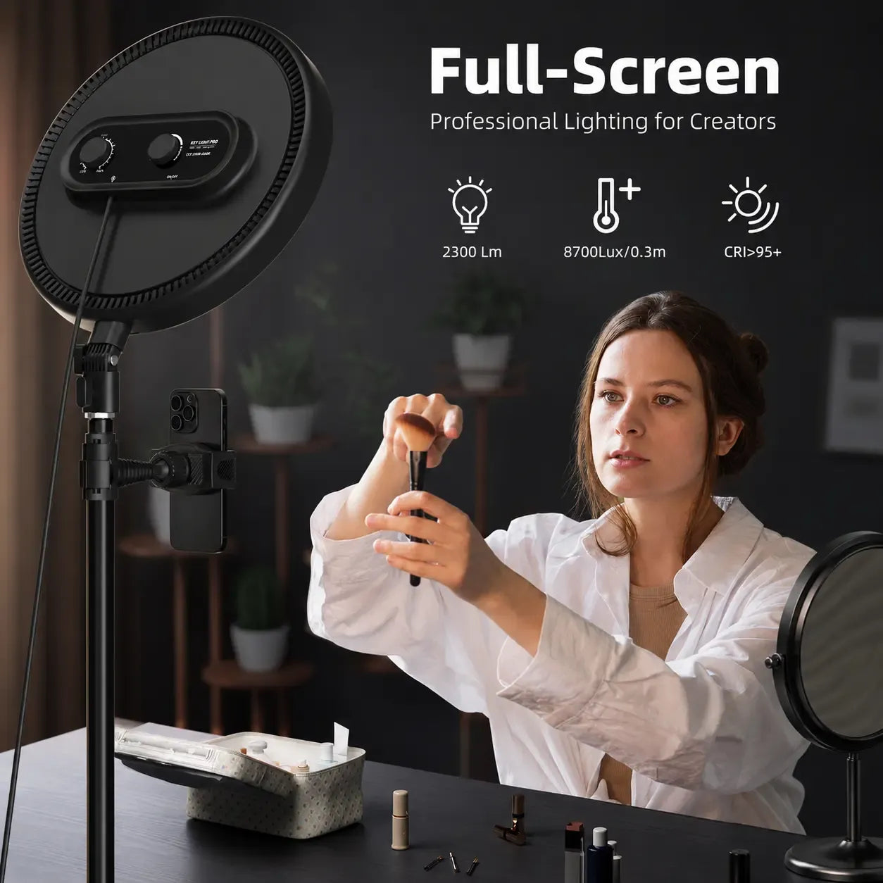 Weilisi Large Dimmable LED Ring Light with 79" Stand & Phone Holder