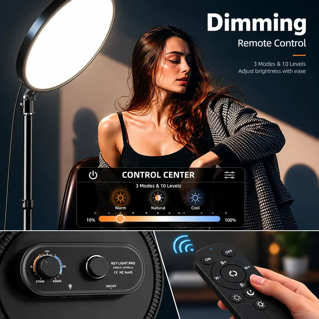 Weilisi Large Dimmable LED Ring Light with 79" Stand & Phone Holder