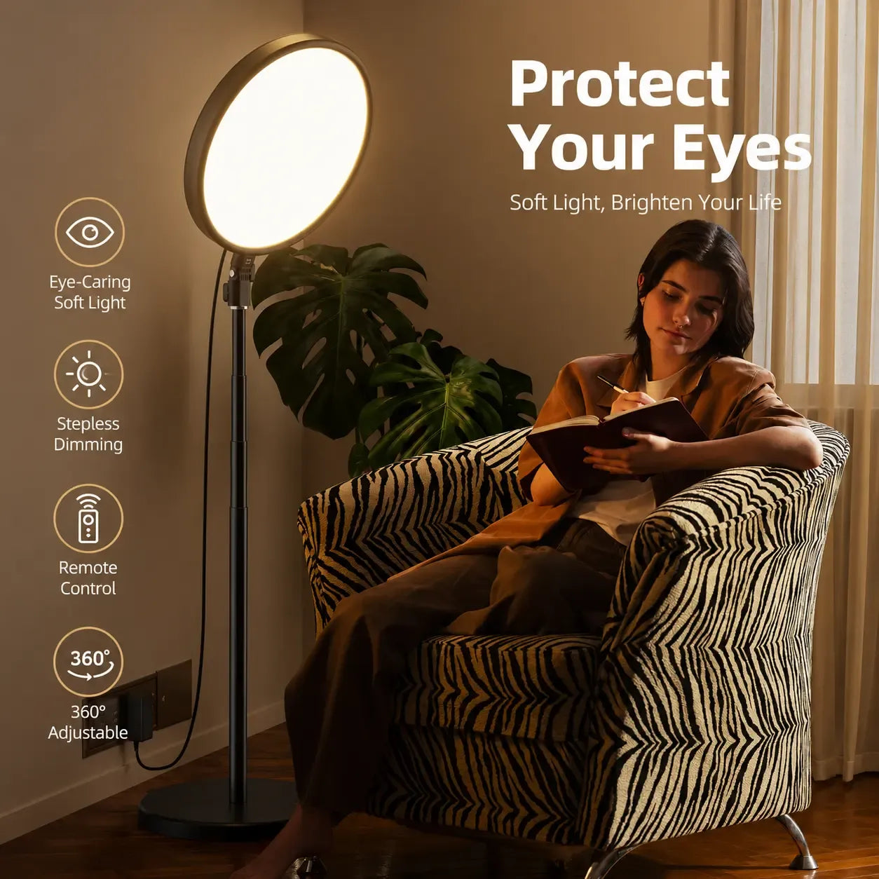 Weilisi Large Dimmable LED Ring Light with 79" Stand & Phone Holder