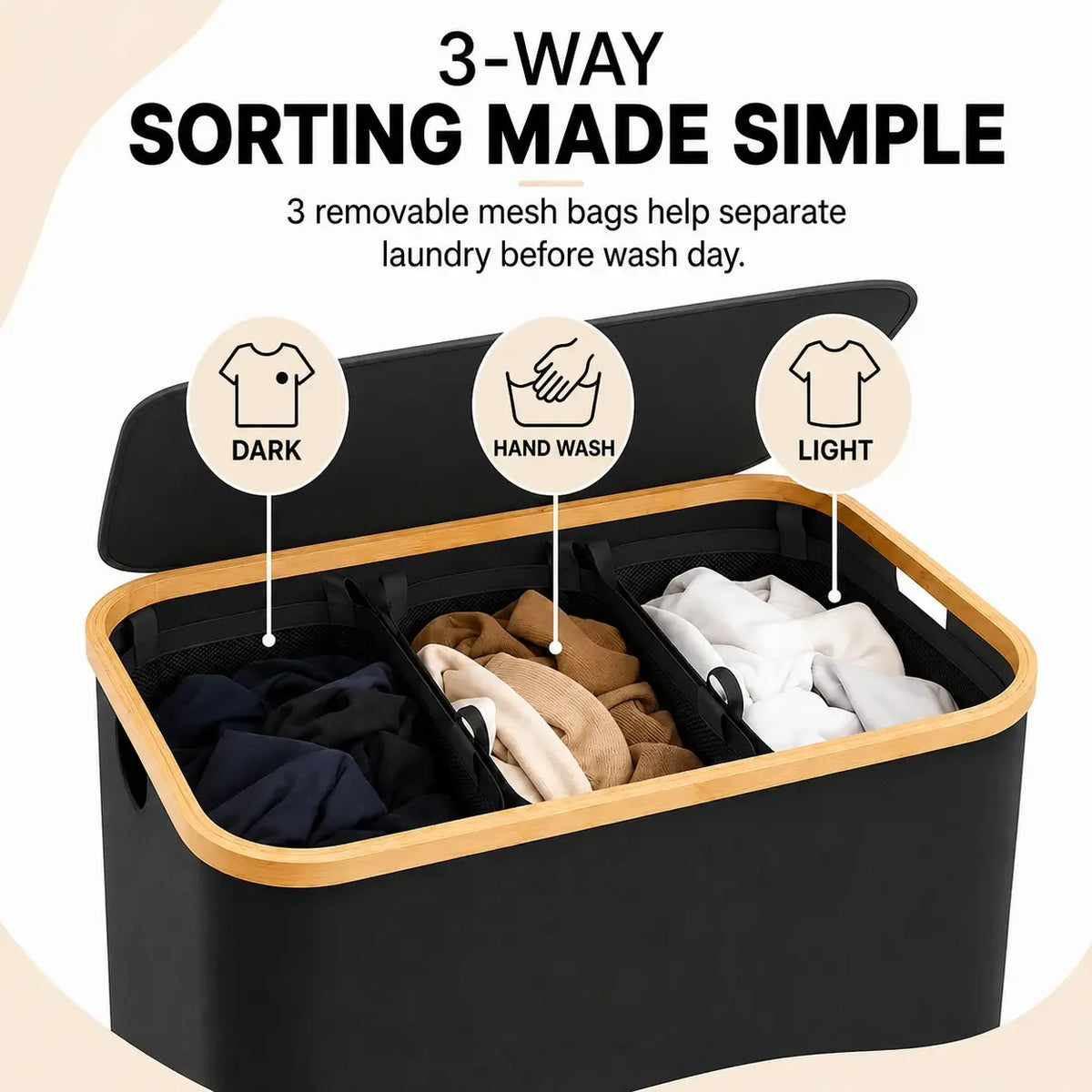 UFORU 160L 3-Section Laundry Basket