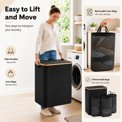 UFORU 160L 3-Section Laundry Basket